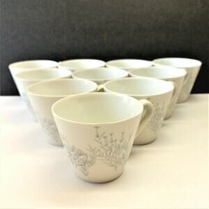 Set/10 Schonwald Coffee / Tea Cups 'Blue Summer Garden' Heinrich Loffelhardt MCM